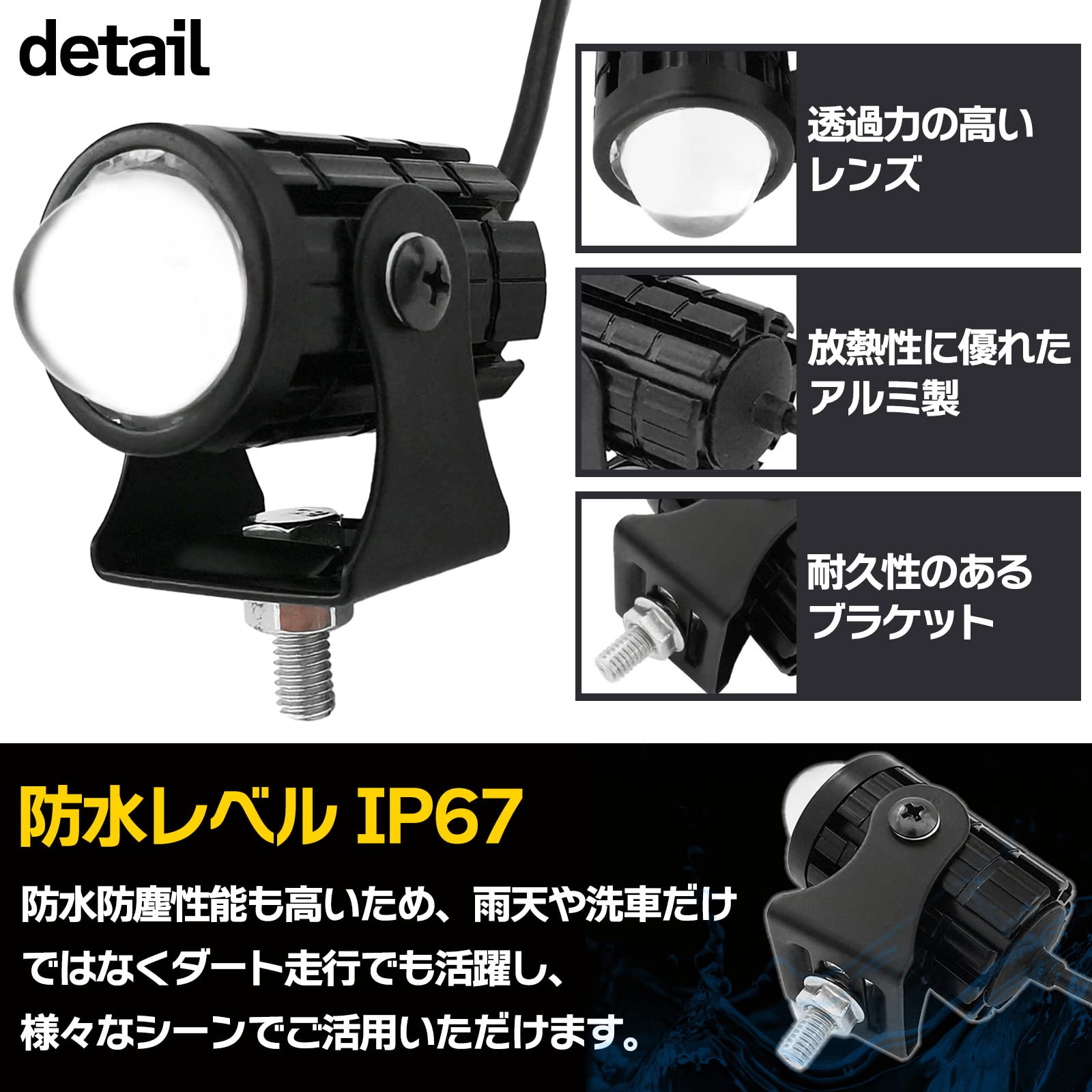 Amazon | Meliore LED バイク ヘッドライト プロジェクター レンズ